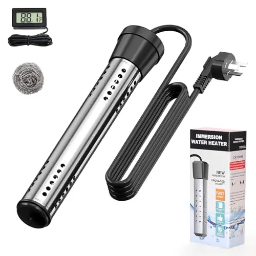 Jellytree immersion water heater with dry burn protection and thermometer