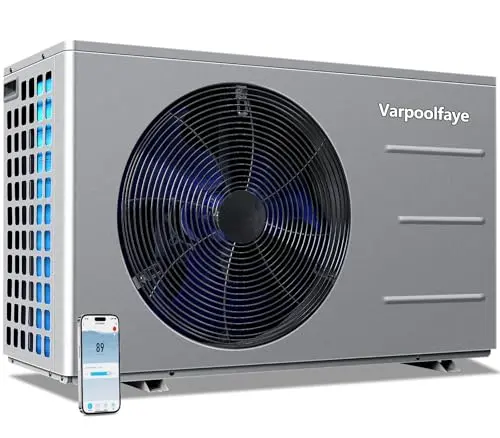 Varpoolfaye 30,000 BTU electric pool heater in silver with smart app control