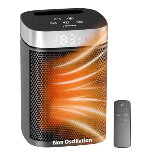 VOCRS compact tower heater with remote control and multiple heating modes