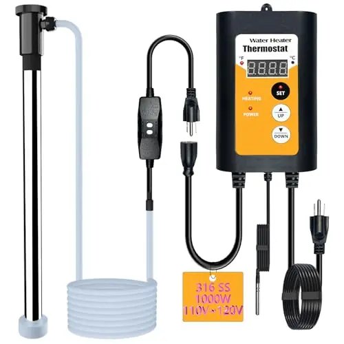 JNICEANTAI immersion water heater with GFCI plug and stainless steel tubing