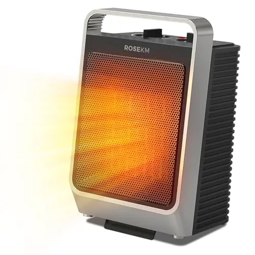ROSEKM small black tabletop space heater with compact design