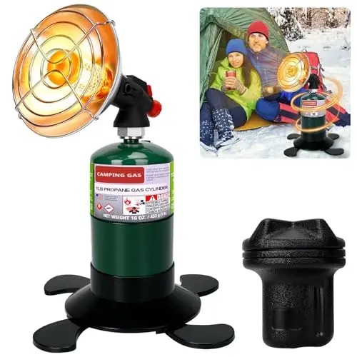 HEYDUOTON silver portable propane heater with foldable base