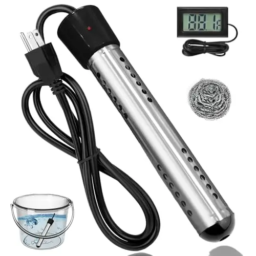 HUVOPUMO stainless steel immersion water heater with LCD thermometer