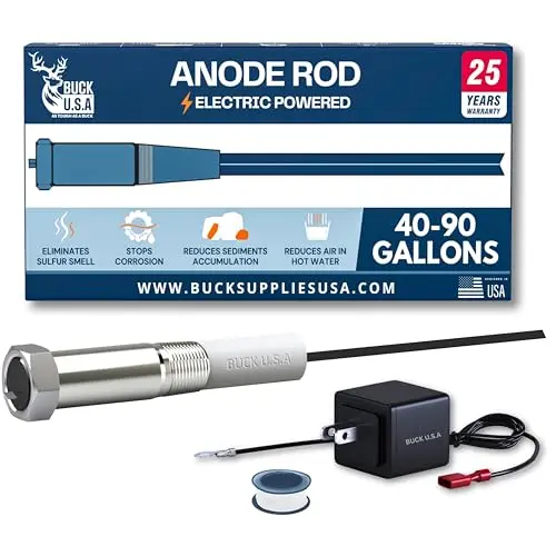 BUCK U.S.A powered anode rod for 40-90 gallon water heaters