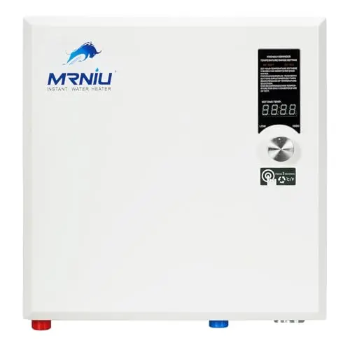 MRNIU 36kW electric tankless water heater in white with large flow rate for whole house use