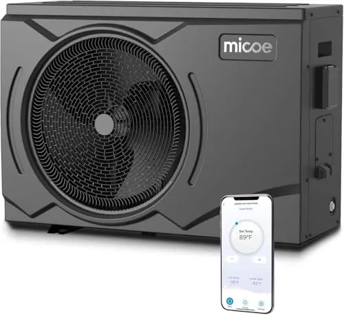 MICOE 35,000 BTU inverter pool heater in black with digital display