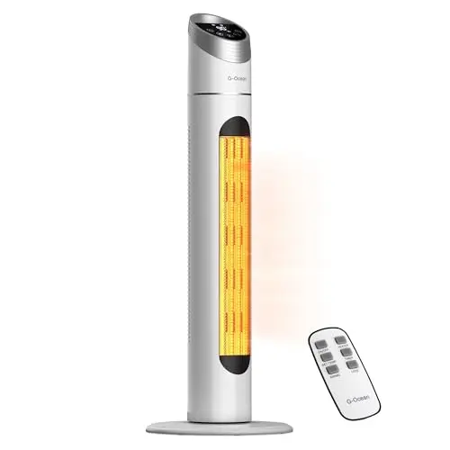 G-Ocean 34-inch white tower heater with oscillation and remote