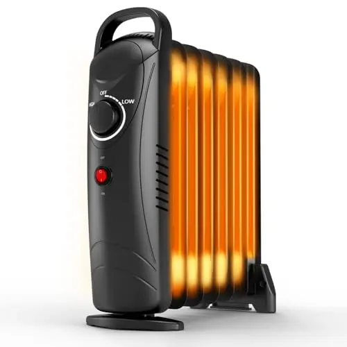 Air Choice black oil filled radiator heater with compact design