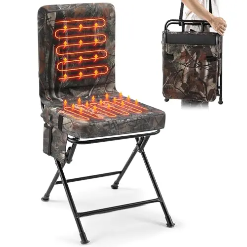 Teenyyou heated hunting blind chair in camouflage pattern with swivel base