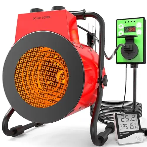 Buyplus red greenhouse heater with adjustable angle and portable handle