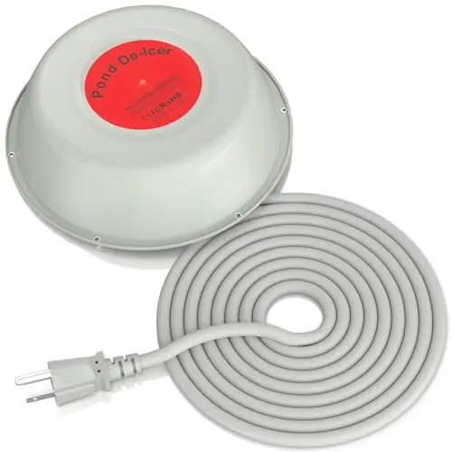 SoulBay pond heater and bird bath de-icer in winter setting