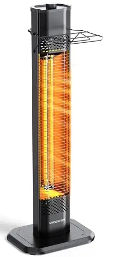 VAGKRI tower-style electric heater in pergola corner