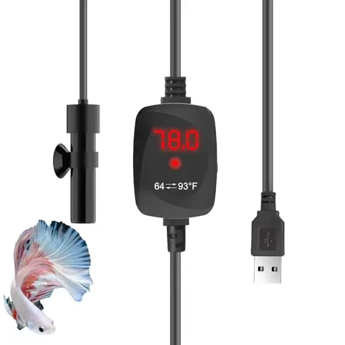 AquaMiracle 50W aquarium heater with protective housing and digital thermostat