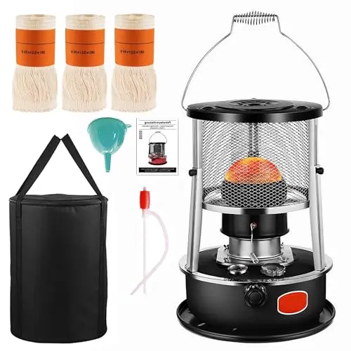 Windpost black kerosene heater with three wicks and adjustable hood