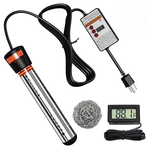 ERFEI immersion water heater with built-in timer and stainless steel housing