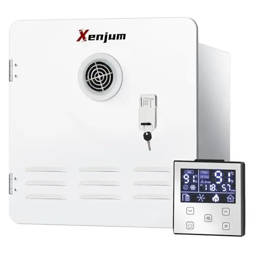 Xenjum RV tankless water heater with dual outlets and remote controller