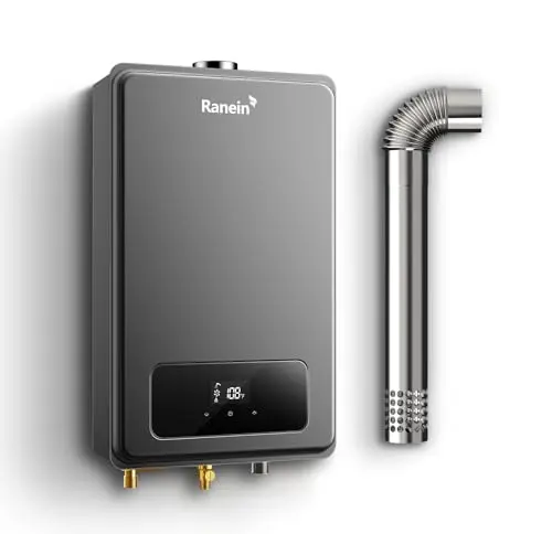 Ranein natural gas tankless water heater with LED display and vent pipe
