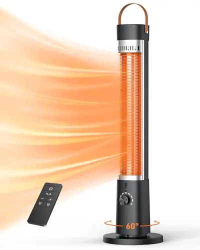 Aerozy black electric patio heater with oscillation feature