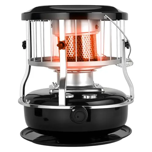 Saterkali black portable kerosene heater with compact design
