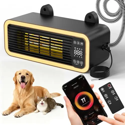 IAD 1200W smart dog house heater with WiFi control and external temperature probe
