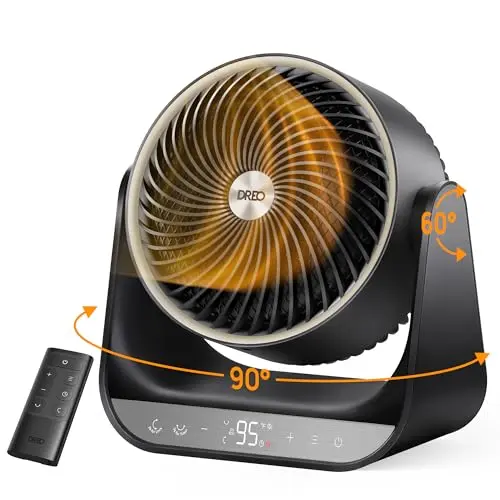 Dreo black pedestal heater with 3D oscillation