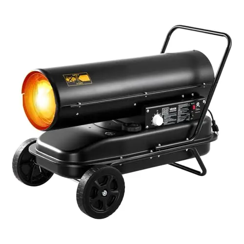 VEVOR large black torpedo heater with digital temperature display and wheels