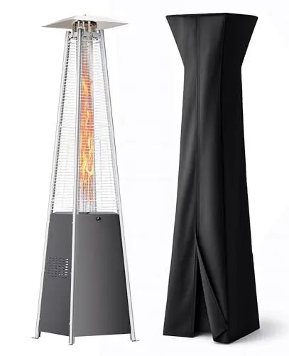 HUGROVE pyramid-style propane heater as pergola centerpiece